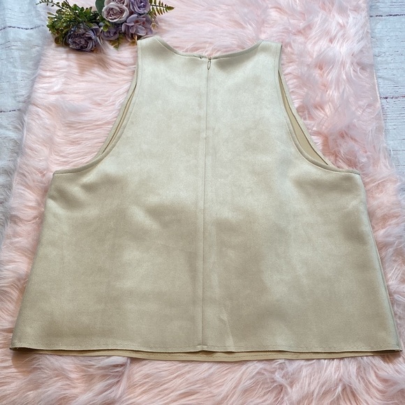 Zara Beige Suede Crop Shell Tank sz L - Picture 10 of 11